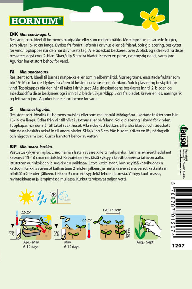 Bagside hornum frøpose 1207 agurk salat silor f1