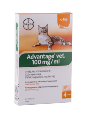 Advantage t/kat 4 x 0,4 ml op til 4 kg