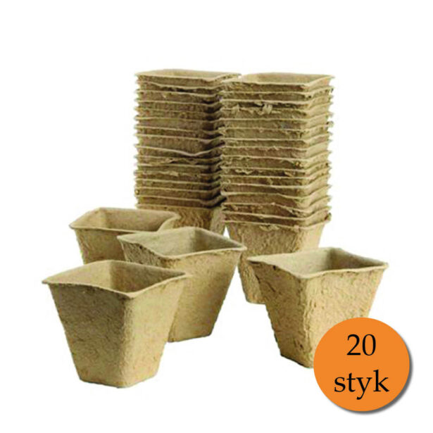 Gro-sure firkantede fiberpotter til forspiring 6 cm 20 stk