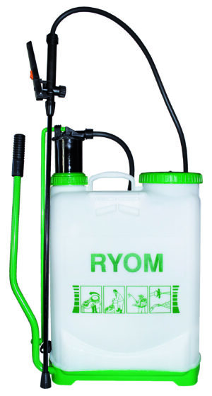 Ryom Rygsprøjte med pumpehåndtag i siden. 16 liter kapacitet.