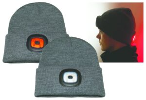 Strikhue m. genopl. LED lys for og bag