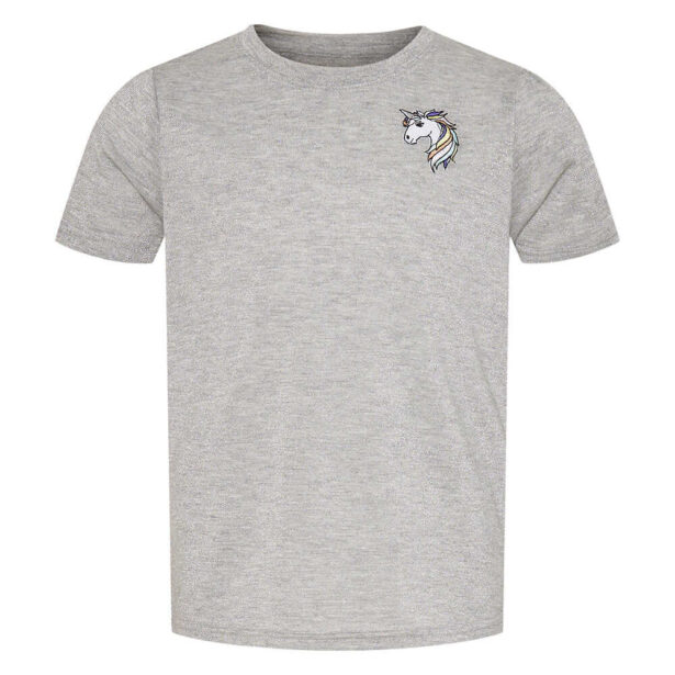 Equipage ss23 kara t shirt i grå med enhjørning broderi på brystet.