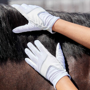 Equipage ss23 karla ridehandsker med glitter i hvid.