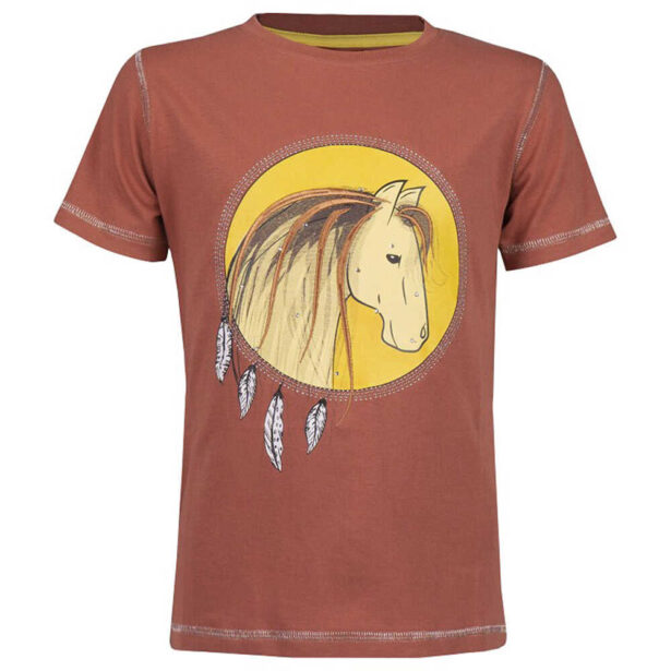 Horka ss23 caliber t-shirt brun med guld hest