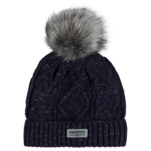 Equipage AW23 Kids Lilly børnehue i navy med glitter og pompom.