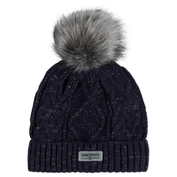 Equipage AW23 Kids Lilly børnehue i navy med glitter og pompom.