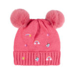 Equipage AW23 Kids unicorn hue med pomponer i lyserød.