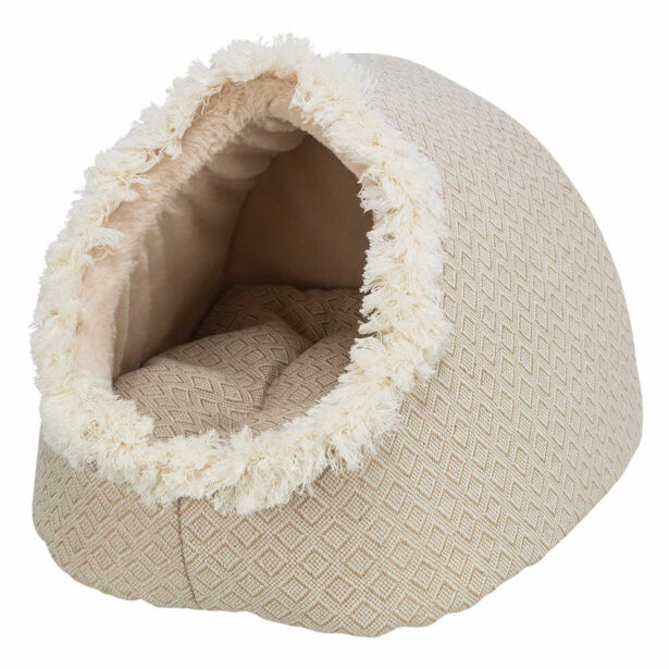 Boho kattehule i beige med blødt plys.
